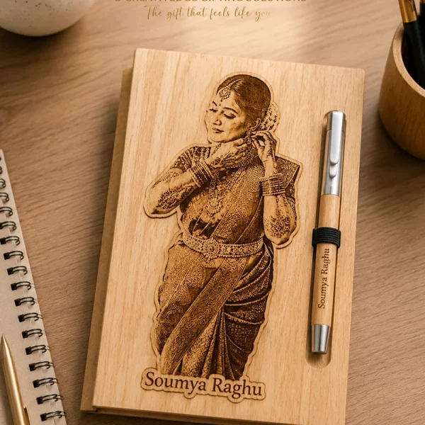 Personalized Wooden Photo Diary & Pen Gift Set