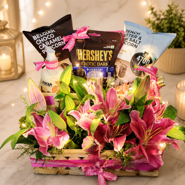 The Lilly Floral Gourmet Rakhi Gift Hamper