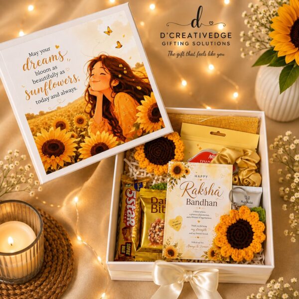 Sunflower Rakhi Gift Hamper – A Box Full of Sunshine & Love 🌻
